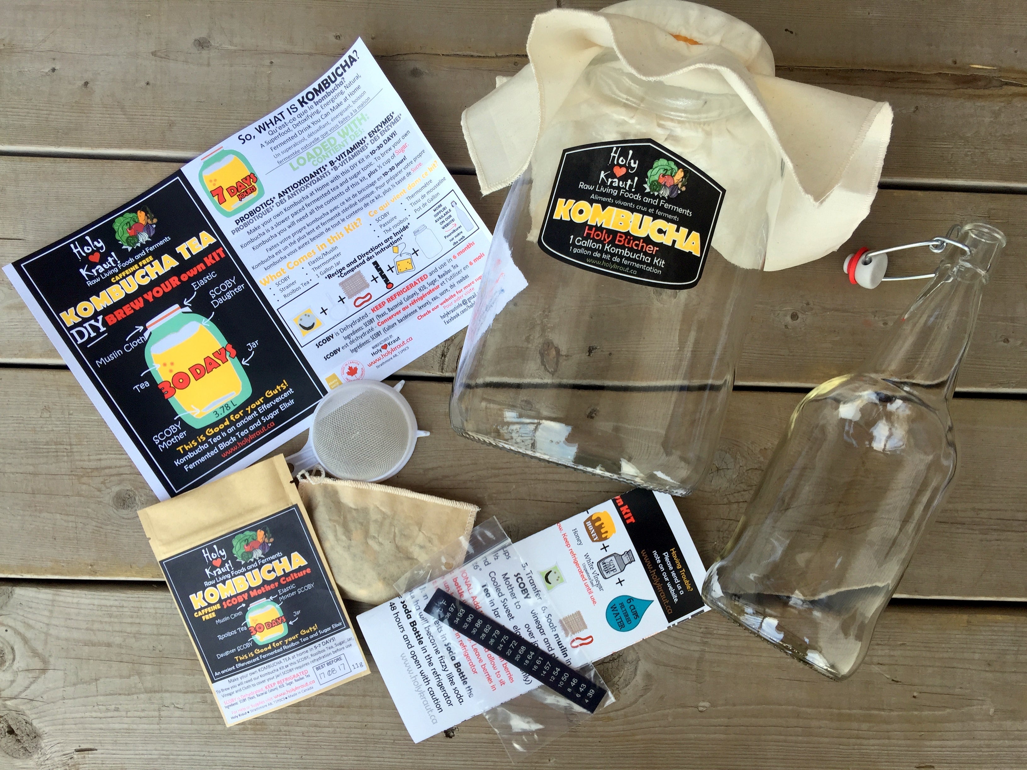 Black Kombucha and Bottle Kit - 1 Gallon